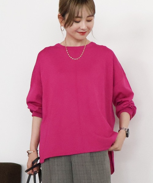 AMERICAN HOLIC（アメリカンホリック）の「センターシームラウンドニットプルオーバー（ニット/セーター・レディース・ピンク/ブルーグリーン/ブラック/ブルー/チャコールグレー・L/M）」の5枚目の写真