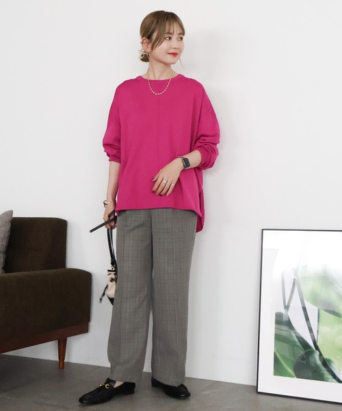 AMERICAN HOLIC（アメリカンホリック）の「センターシームラウンドニットプルオーバー（ニット/セーター・レディース・ピンク/ブルーグリーン/ブラック/ブルー/チャコールグレー・L/M）」の9枚目の写真