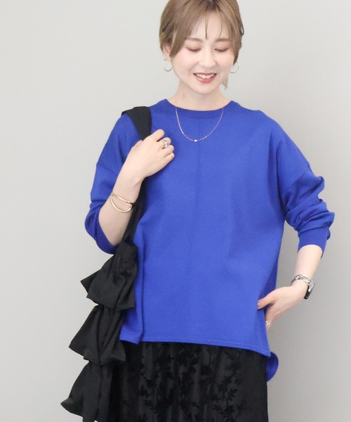 AMERICAN HOLIC（アメリカンホリック）の「センターシームラウンドニットプルオーバー（ニット/セーター・レディース・ピンク/ブルーグリーン/ブラック/ブルー/チャコールグレー・L/M）」の10枚目の写真