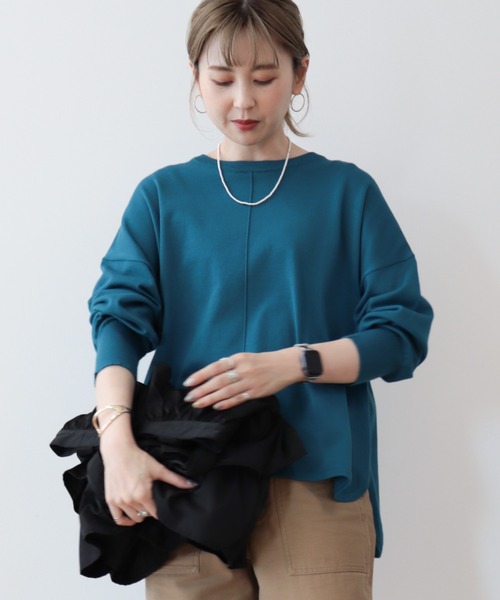 AMERICAN HOLIC（アメリカンホリック）の「センターシームラウンドニットプルオーバー（ニット/セーター・レディース・ピンク/ブルーグリーン/ブラック/ブルー/チャコールグレー・L/M）」の13枚目の写真