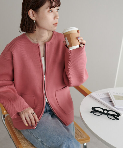 新色追加!/WEB限定】Wジップスポンディッシュクルーカーディガン