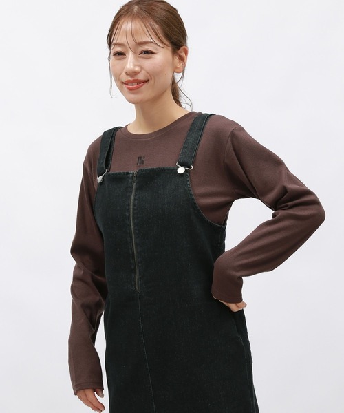 LAKOLE(ラコレ)の「テレコ刺繍長袖T / 148455(Tシャツ/カットソー・レディース・ブラック/ブラウン/オフホワイト・FREE)」の3枚目の写真