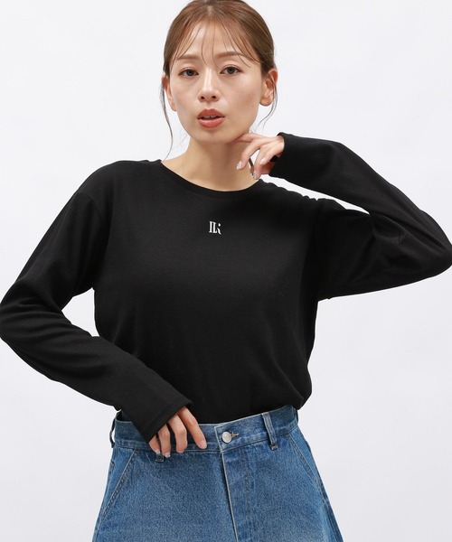 LAKOLE(ラコレ)の「テレコ刺繍長袖T / 148455(Tシャツ/カットソー・レディース・ブラック/ブラウン/オフホワイト・FREE)」の1枚目の写真
