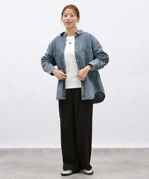 LAKOLE(ラコレ)の「テレコ刺繍長袖T / 148455(Tシャツ/カットソー・レディース・ブラック/ブラウン/オフホワイト・FREE)」の4枚目の写真