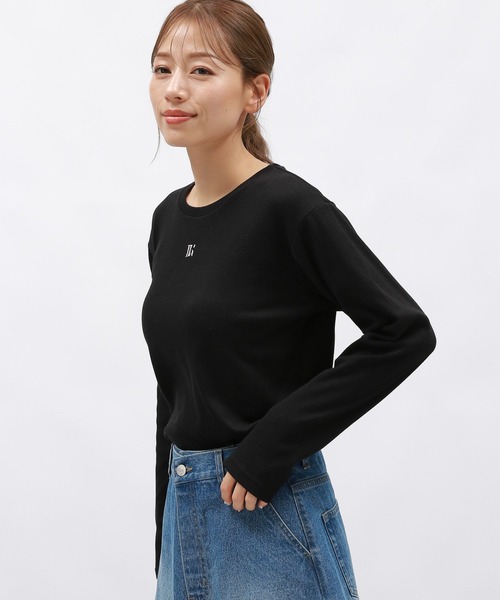 LAKOLE(ラコレ)の「テレコ刺繍長袖T / 148455(Tシャツ/カットソー・レディース・ブラック/ブラウン/オフホワイト・FREE)」の9枚目の写真