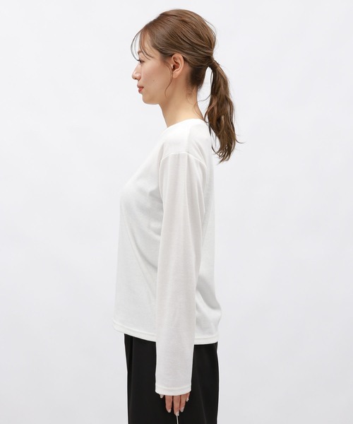 LAKOLE(ラコレ)の「テレコ刺繍長袖T / 148455(Tシャツ/カットソー・レディース・ブラック/ブラウン/オフホワイト・FREE)」の14枚目の写真