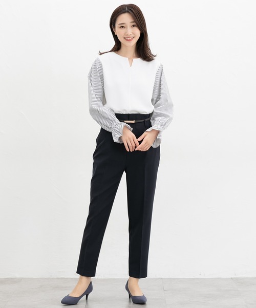 Honeys（ハニーズ）の「キーネックトップス（Tシャツ/カットソー・レディース・ブラック/ネイビー/キャメル/アイボリー・S/M/L/LL/3L）」の5枚目の写真
