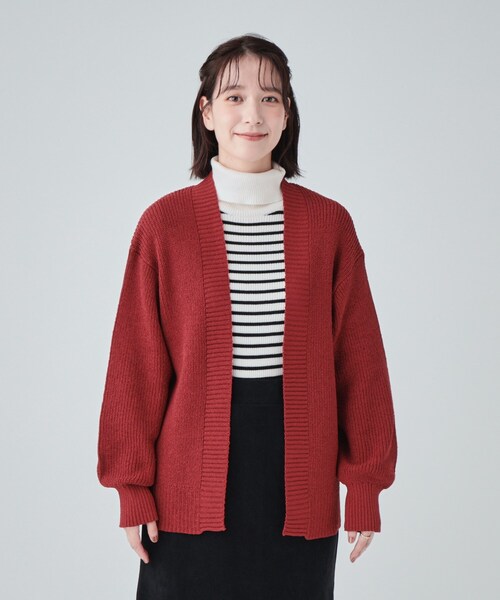 SHOO・LA・RUE（シューラルー）の「【洗える】ざっくり編みトッパーカーディガン（カーディガン/ボレロ・レディース・ワインレッド/アイボリー/ブラウン系/ブルー・00）」の5枚目の写真
