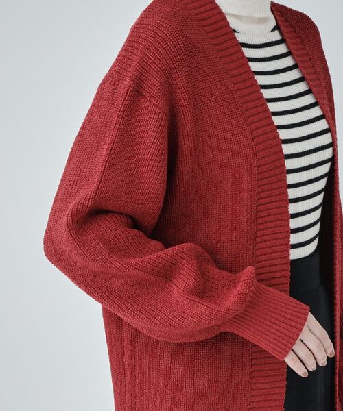SHOO・LA・RUE（シューラルー）の「【洗える】ざっくり編みトッパーカーディガン（カーディガン/ボレロ・レディース・ワインレッド/アイボリー/ブラウン系/ブルー・00）」の9枚目の写真