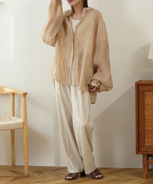 NOAHL(ノアル)の「【NOAHL】スリータックストレートパンツ(その他パンツ・レディース・ブラウン系/アイボリー/ブラック/チェック/ベージュ系/ブラウン・S/M/L/XL)」の10枚目の写真