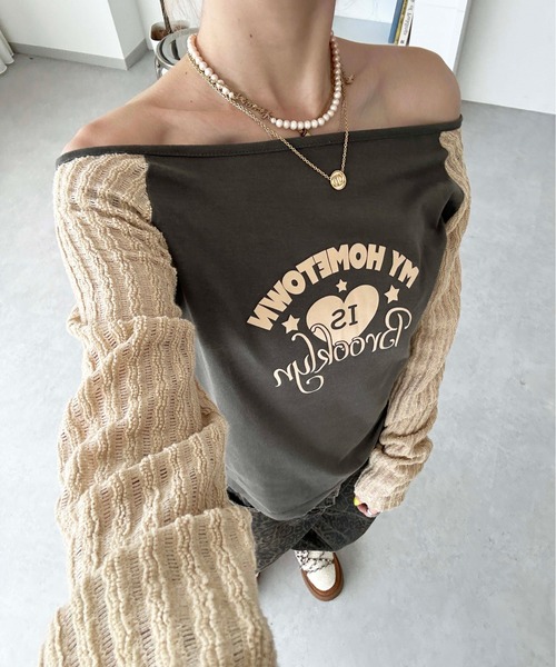 sedacle girl(セダクルガール)の「ドッキングラグランオフショルトップス(Tシャツ/カットソー・レディース・グレー/チャコールグレー・SMALL/MEDIUM)」の2枚目の写真