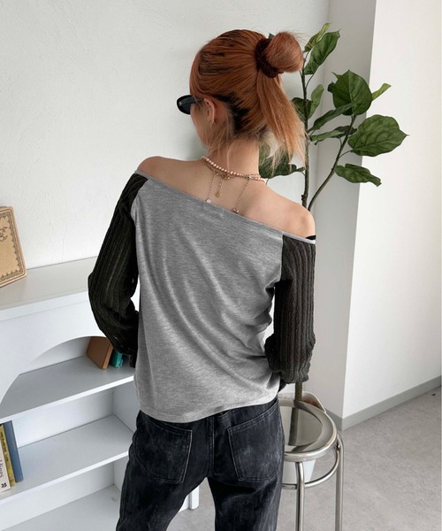 sedacle girl(セダクルガール)の「ドッキングラグランオフショルトップス(Tシャツ/カットソー・レディース・グレー/チャコールグレー・SMALL/MEDIUM)」の11枚目の写真