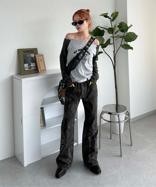 sedacle girl(セダクルガール)の「ドッキングラグランオフショルトップス(Tシャツ/カットソー・レディース・グレー/チャコールグレー・SMALL/MEDIUM)」の13枚目の写真