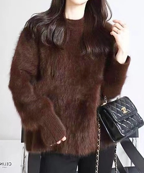 deux amour（ドゥーザムール）の「シャギーニット長袖プルオーバー（ニット/セーター・レディース・ホワイト/パープル/ブラウン/ブラック/ベージュ/レッド/ブルー・FREE）」の3枚目の写真