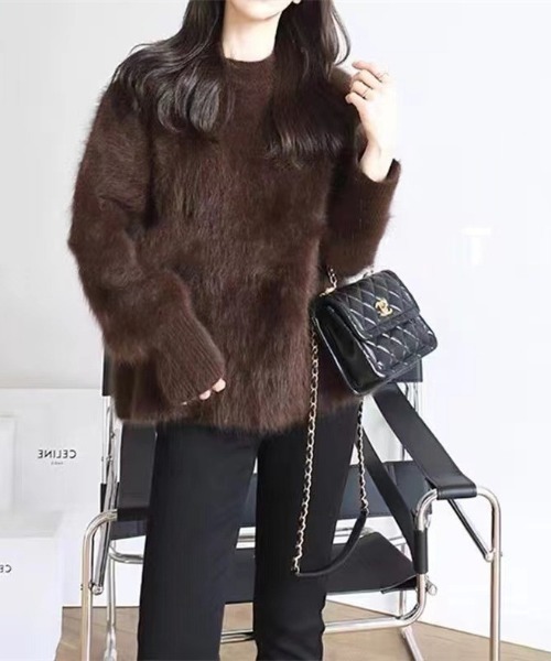 deux amour（ドゥーザムール）の「シャギーニット長袖プルオーバー（ニット/セーター・レディース・ホワイト/パープル/ブラウン/ブラック/ベージュ/レッド/ブルー・FREE）」の10枚目の写真