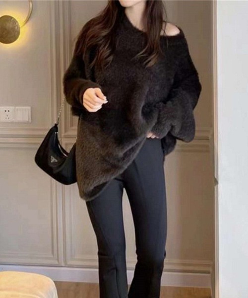 deux amour（ドゥーザムール）の「シャギーニット長袖プルオーバー（ニット/セーター・レディース・ホワイト/パープル/ブラウン/ブラック/ベージュ/レッド/ブルー・FREE）」の9枚目の写真