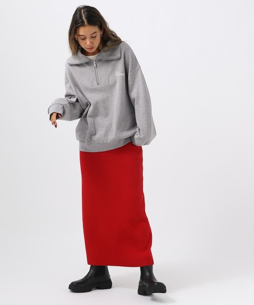 BAYFLOW（ベイフロー）の「[長いシーズン着られる裏毛素材]ハーフジップスウェットプルオーバー（スウェット・レディース・ネイビー/オフホワイト/グレー・FREE）」の6枚目の写真