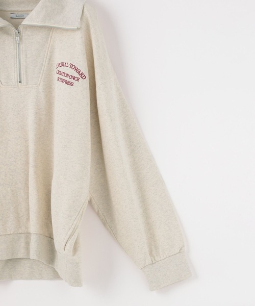 BAYFLOW（ベイフロー）の「[長いシーズン着られる裏毛素材]ハーフジップスウェットプルオーバー（スウェット・レディース・ネイビー/オフホワイト/グレー・FREE）」の18枚目の写真