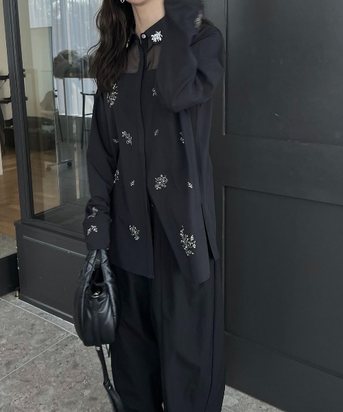 WILLFULLY(ウィルフリー)の「embroidery bijou motif sheer changeover SH(シャツ/ブラウス・レディース・ホワイト/ブラック/チャコール・FREE)」の14枚目の写真