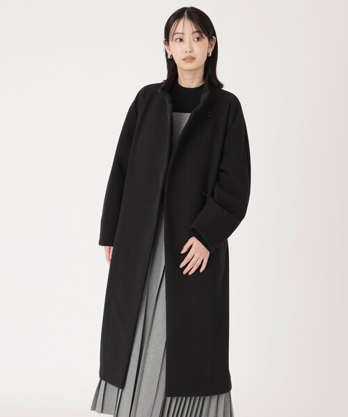 CAST:（キャストコロン）の「【イチオシ/蓄熱裏地】スタンドカラーロングコート（その他アウター・レディース・グリーン/ブラック/グレー・S/M）」の2枚目の写真