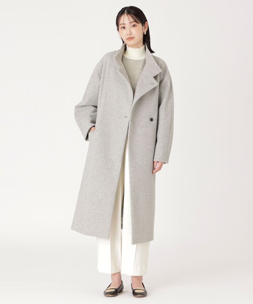 CAST:（キャストコロン）の「【イチオシ/蓄熱裏地】スタンドカラーロングコート（その他アウター・レディース・グリーン/ブラック/グレー・S/M）」の16枚目の写真