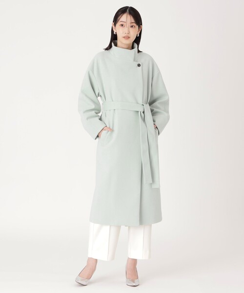 CAST:（キャストコロン）の「【イチオシ/蓄熱裏地】スタンドカラーロングコート（その他アウター・レディース・グリーン/ブラック/グレー・S/M）」の14枚目の写真