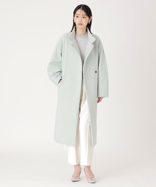 CAST:（キャストコロン）の「【イチオシ/蓄熱裏地】スタンドカラーロングコート（その他アウター・レディース・グリーン/ブラック/グレー・S/M）」の13枚目の写真