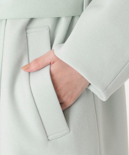 CAST:（キャストコロン）の「【イチオシ/蓄熱裏地】スタンドカラーロングコート（その他アウター・レディース・グリーン/ブラック/グレー・S/M）」の9枚目の写真