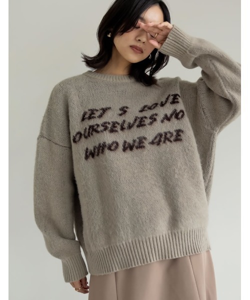 2024-25 WINTER COLLECTION]配色メッセージロゴシャギーニット