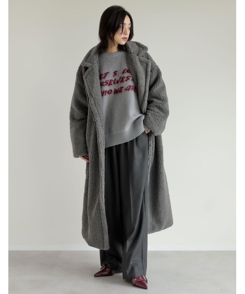 ニット セーター 「2024-25 WINTER COLLECTION」配色メッセージロゴシャギーニットトップス レディース 2024-25 WINTER COLLECTION]配色メッセージロゴシャギーニット
