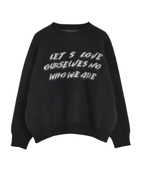 ニット セーター 「2024-25 WINTER COLLECTION」配色メッセージロゴシャギーニットトップス レディース 2024-25 WINTER COLLECTION]配色メッセージロゴシャギーニット