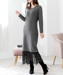 Julia Boutique | 裾レースニットワンピース(ワンピース)