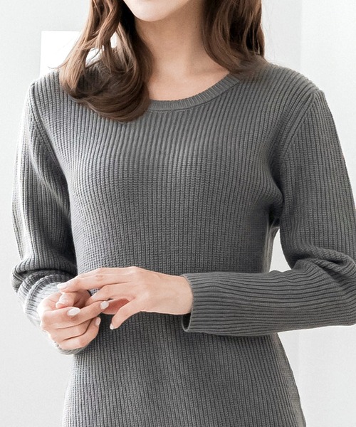 Julia Boutique（ジュリアブティック）の「裾レースニットワンピース（ワンピース・レディース・チャコール/ブラック・ONE）」の22枚目の写真