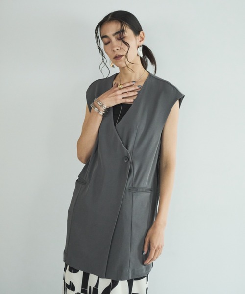 AIC.（エーアイシー）の「バックオーガンジージレベスト（ベスト・レディース・チャコールグレー/グレイッシュベージュ・FREE）」の19枚目の写真