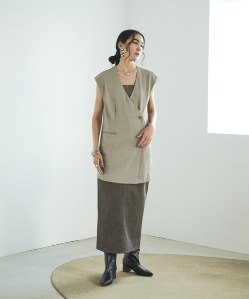 AIC.（エーアイシー）の「バックオーガンジージレベスト（ベスト・レディース・チャコールグレー/グレイッシュベージュ・FREE）」の11枚目の写真