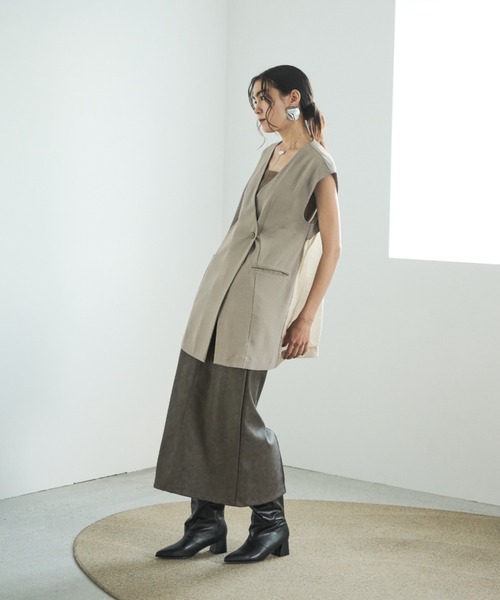 AIC.（エーアイシー）の「バックオーガンジージレベスト（ベスト・レディース・チャコールグレー/グレイッシュベージュ・FREE）」の13枚目の写真