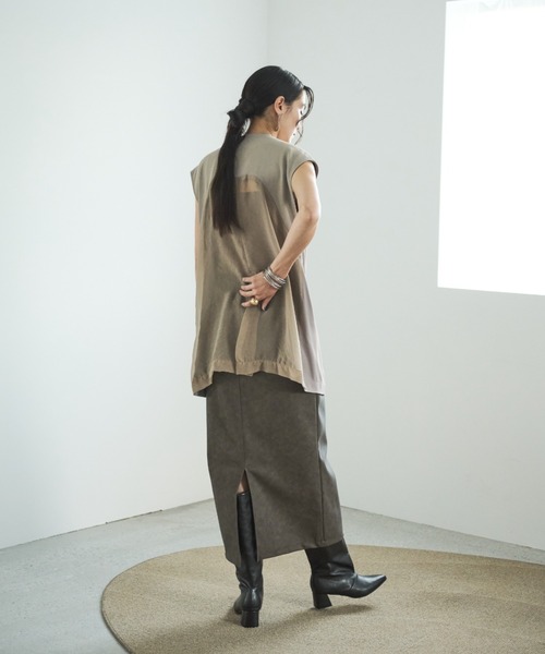 AIC.（エーアイシー）の「バックオーガンジージレベスト（ベスト・レディース・チャコールグレー/グレイッシュベージュ・FREE）」の16枚目の写真