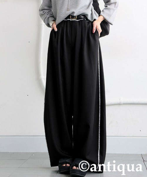antiqua(アンティカ)の「切り替えパンツ(その他パンツ・レディース・ブラック/グレー・LARGE/MEDIUM)」の2枚目の写真