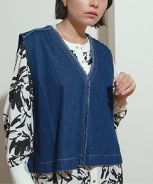 ベスト（ブルー・ネイビー/青色系・フリンジ）ファッション通販