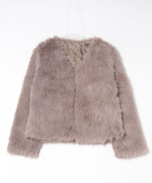 Ritzy(リッツィー)の「ノーカラー ショート丈 フェイクファーコート(その他アウター・レディース・モカ/ダークグレー/ベージュ/ホワイト・FREE/M/L)」の14枚目の写真