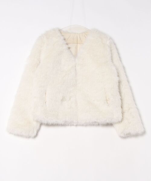 セール】ノーカラー ショート丈 フェイクファーコート（その他アウター