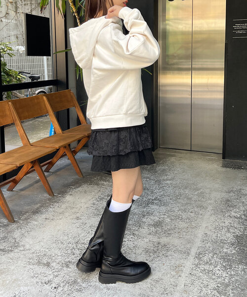 Chico(チコ)の「ワイドリボンフードジップパーカー(パーカー・レディース・ネイビー/ホワイト/グレー・FREE)」の11枚目の写真