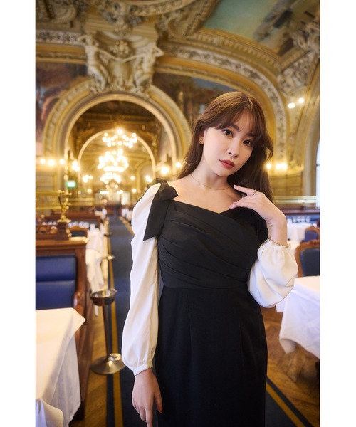 Her lip to（ハーリップトゥー）の「Faubourg Shoulder Ribbon Dress（ワンピース・レディース・ブラック・S/M）」の10枚目の写真