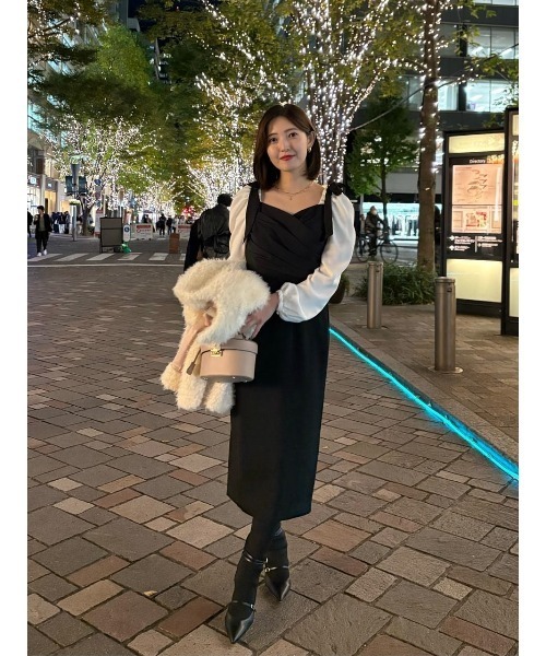 Faubourg Shoulder Ribbon Dress（ワンピース）｜Her lip to（ハー