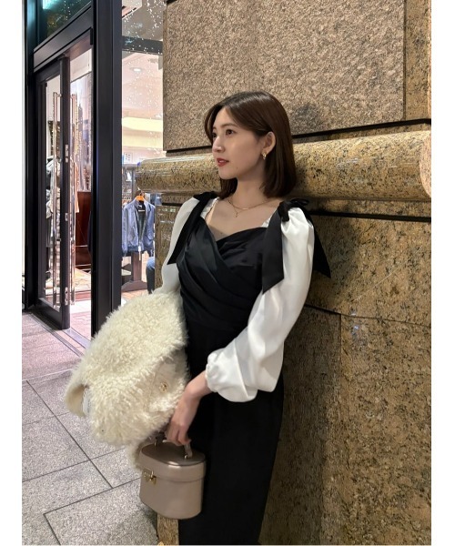 Faubourg Shoulder Ribbon Dress（ワンピース）｜Her lip to（ハー