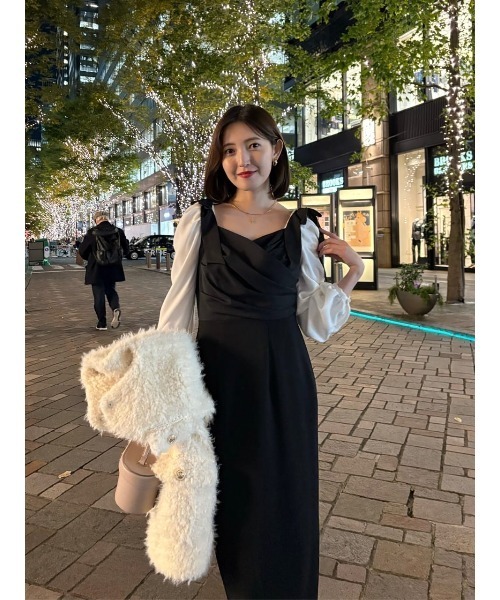 スーツ・フォーマル・ドレス herlipto Faubourg Shoulder Ribbon Dress Faubourg Shoulder Ribbon Dress（ワンピース）｜Her lip to（ハー