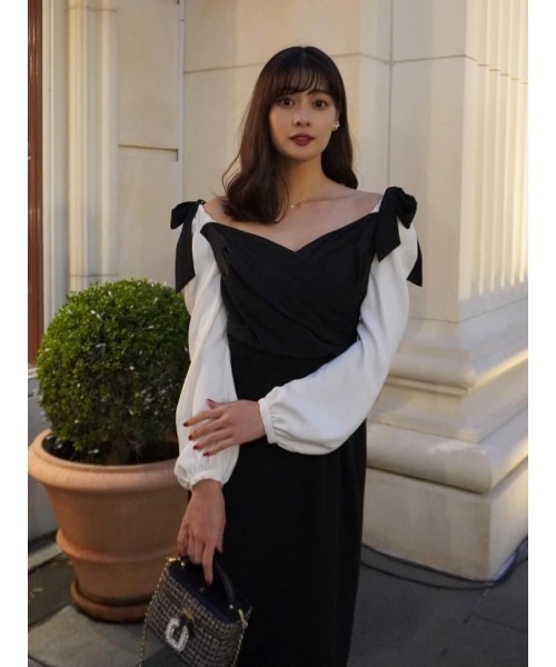 セール】Faubourg Shoulder Ribbon Dress(ワンピース)|Her lip to セール】Faubourg Shoulder Ribbon Dress(ワンピース)|Her lip to