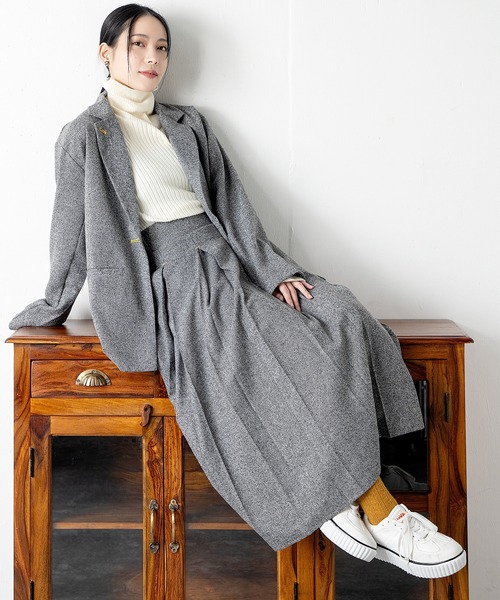 MILLION CARATS（ミリオンカラッツ）の「トレンド感溢れる配色ステッチが目を引く、立体感と上品さを兼ね備えたツイードプリーツスカート（スカート・レディース・ブラック/グレー/チャコールグレー・FREE）」の18枚目の写真