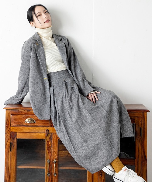 MILLION CARATS（ミリオンカラッツ）の「トレンド感溢れる配色ステッチが目を引く、立体感と上品さを兼ね備えたツイードプリーツスカート（スカート・レディース・ブラック/グレー/チャコールグレー・FREE）」の19枚目の写真