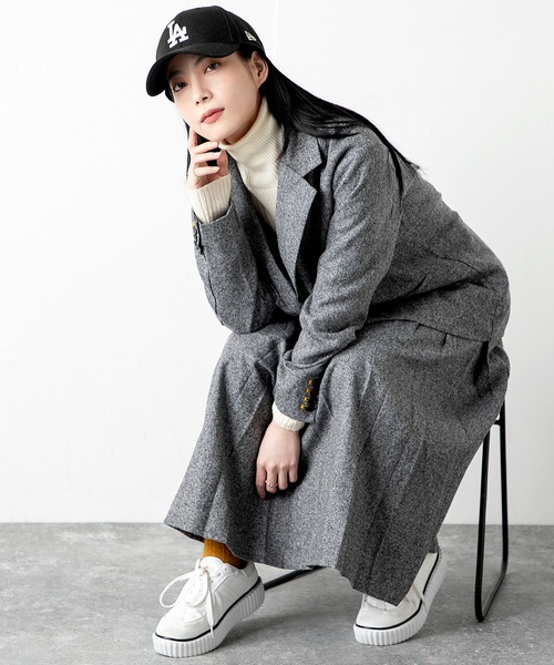 MILLION CARATS（ミリオンカラッツ）の「トレンド感溢れる配色ステッチが目を引く、立体感と上品さを兼ね備えたツイードプリーツスカート（スカート・レディース・ブラック/グレー/チャコールグレー・FREE）」の21枚目の写真